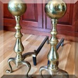 D25. Brass cannonball andirons 18.5”h - $95 